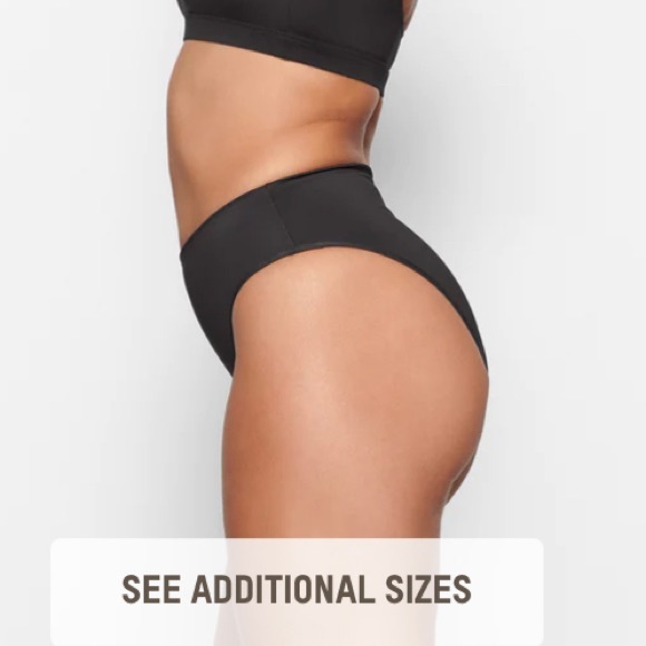 SKIMS recycled swim set cropped tee + mid waist bottom Onyx size M new with tag - Picture 5 of 7